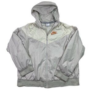 Nike Jacket Youth Kids Sz Large Gray Sportswear Windrunner Hooded Windbreaker